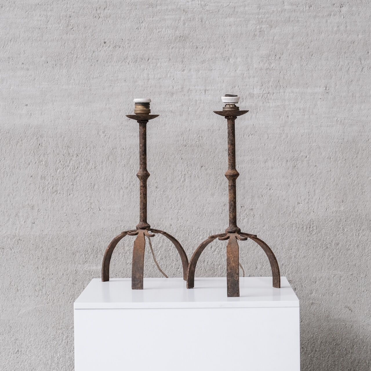 Pair of Spanish Metal Mid-Century Table Lamps