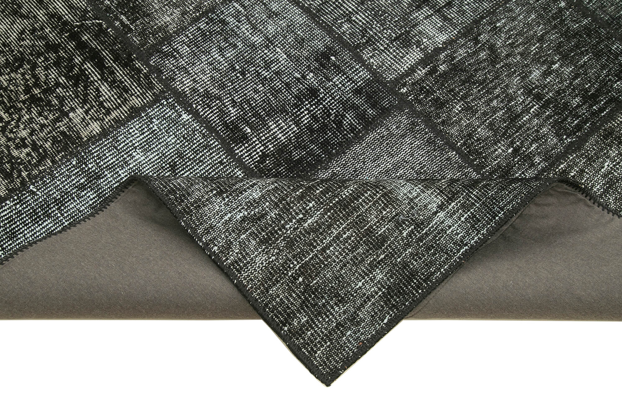 Handmade Anatolian Vintage 171 cm x 242 cm Black Patchwork Carpet