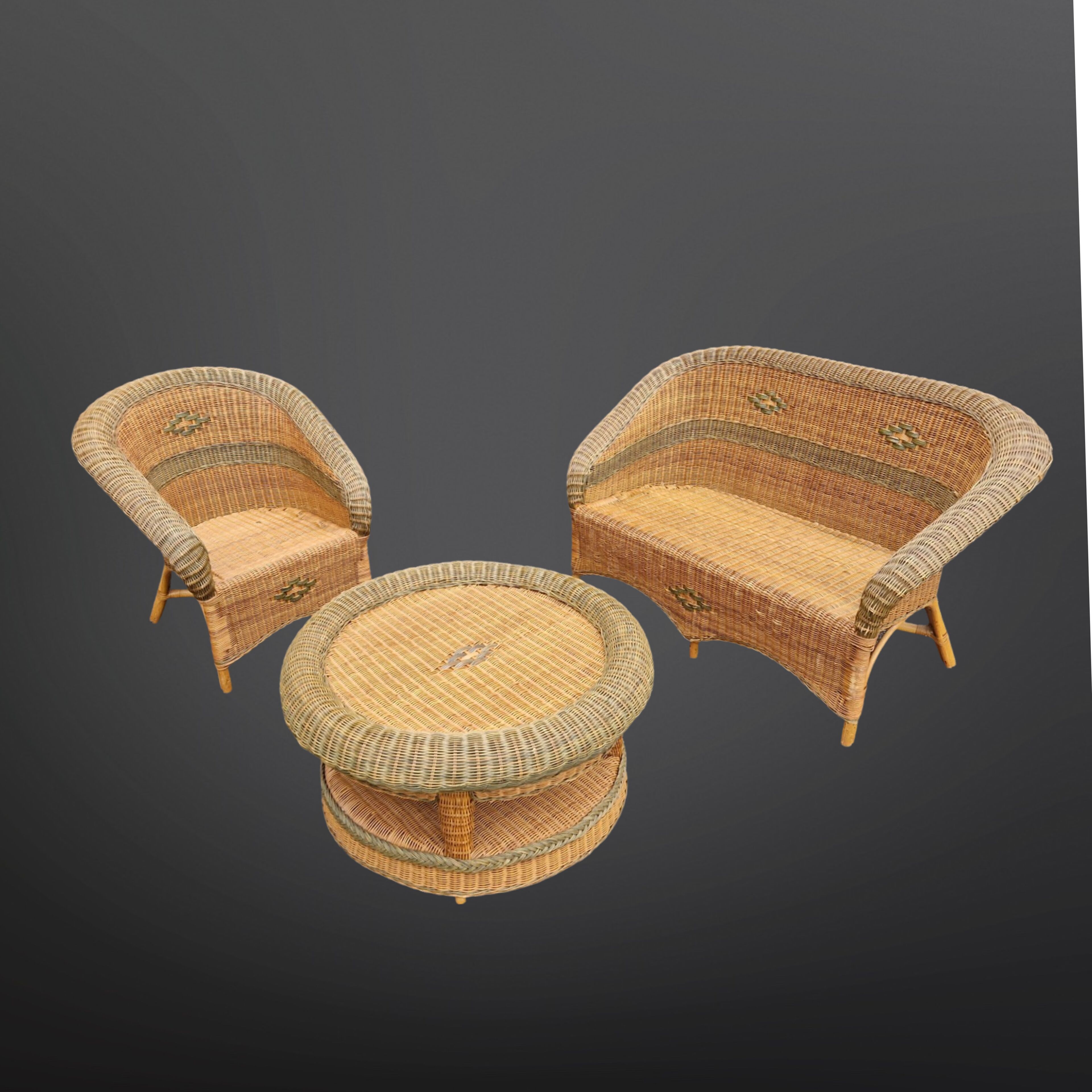 Vintage wicker lounge set, Netherlands 1970s