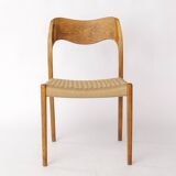 Chaise Niels Otto Møller, modèle 71, chêne danois, corde de papier neuve, années 1960