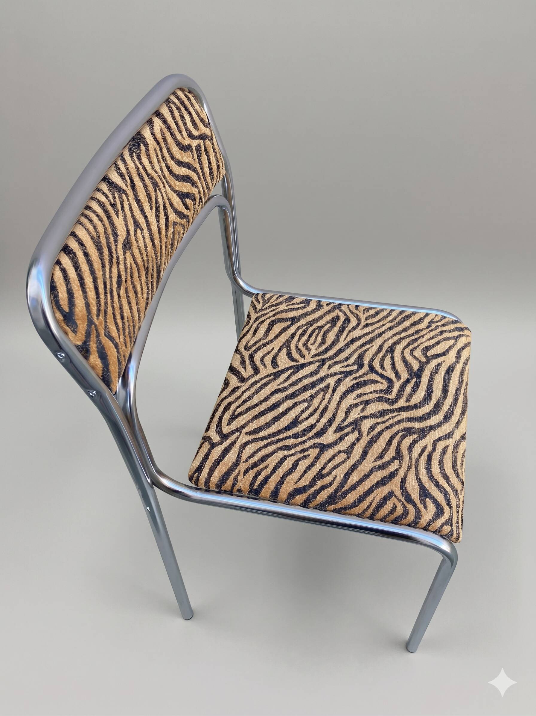 Chrome Tubular Chair & Leopard - Bauhaus Style - Vintage