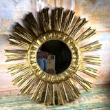 Sunburst mirror in gilded wood