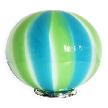 Contemporary Milky, Blue and Green Sphere Table Lamp in Murano Glass