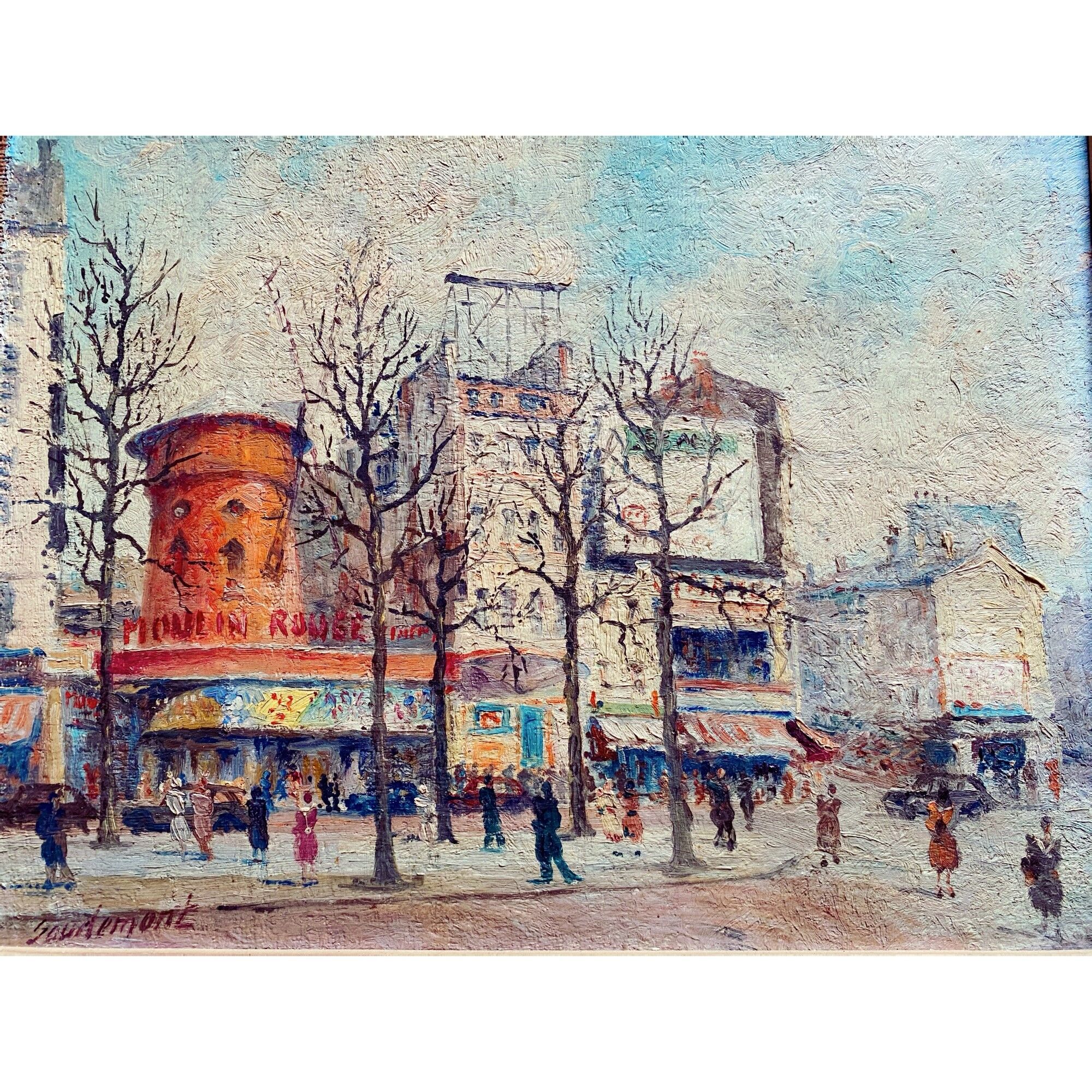 Oil, painting, Saudemont, Moulin Rouge, Paris