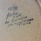 8 flat plates sandstone Sarreguemines collection art workshop 70s