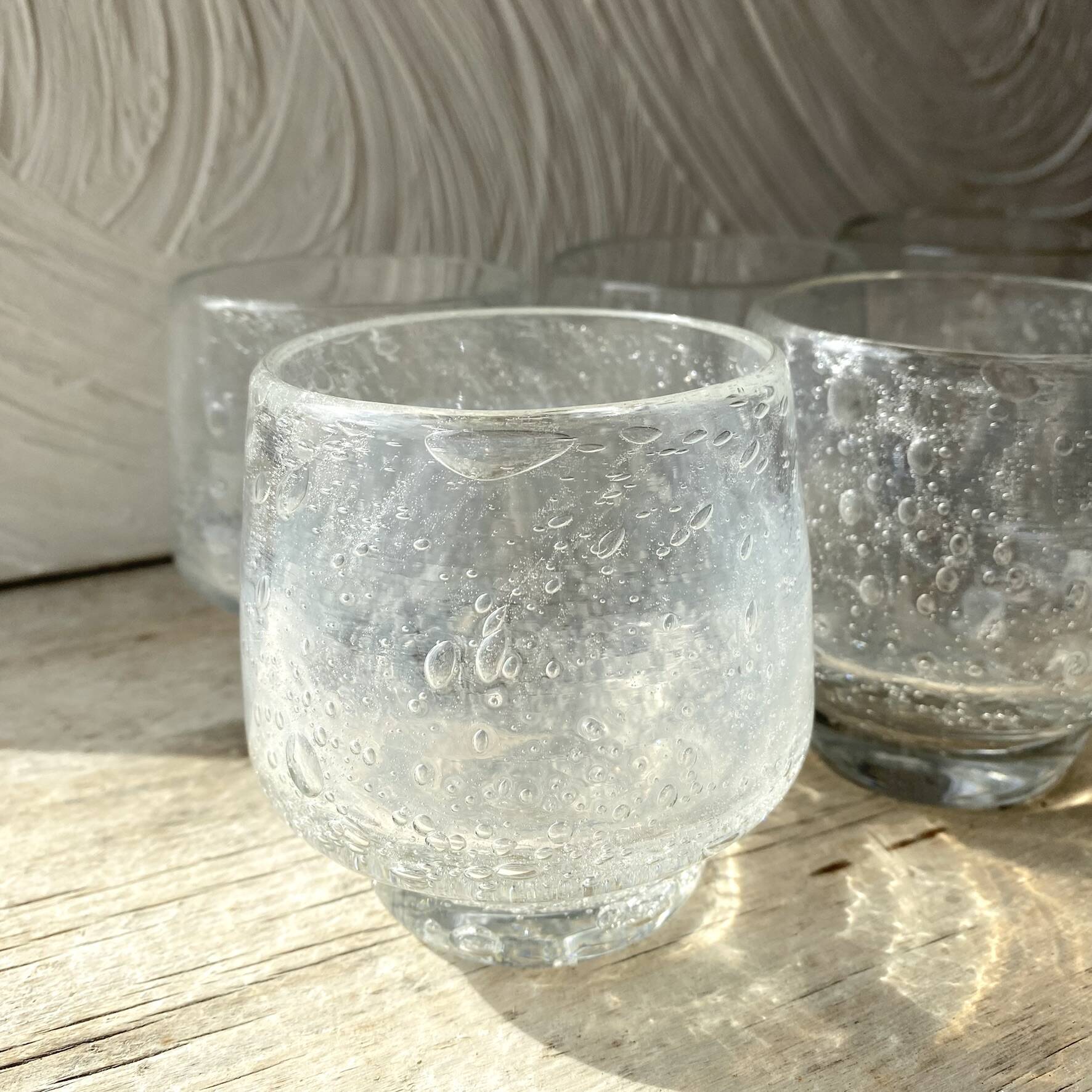 Set punch ou cocktail en verre soufflé bullé , esprit Biot
