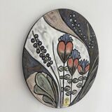 Ruscha Handarbeit ceramic floral wall plate , 1970s Germany