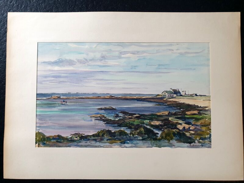 André Duculty (1912-1990) Watercolor on paper "Le Guilvinec" Signed lower right