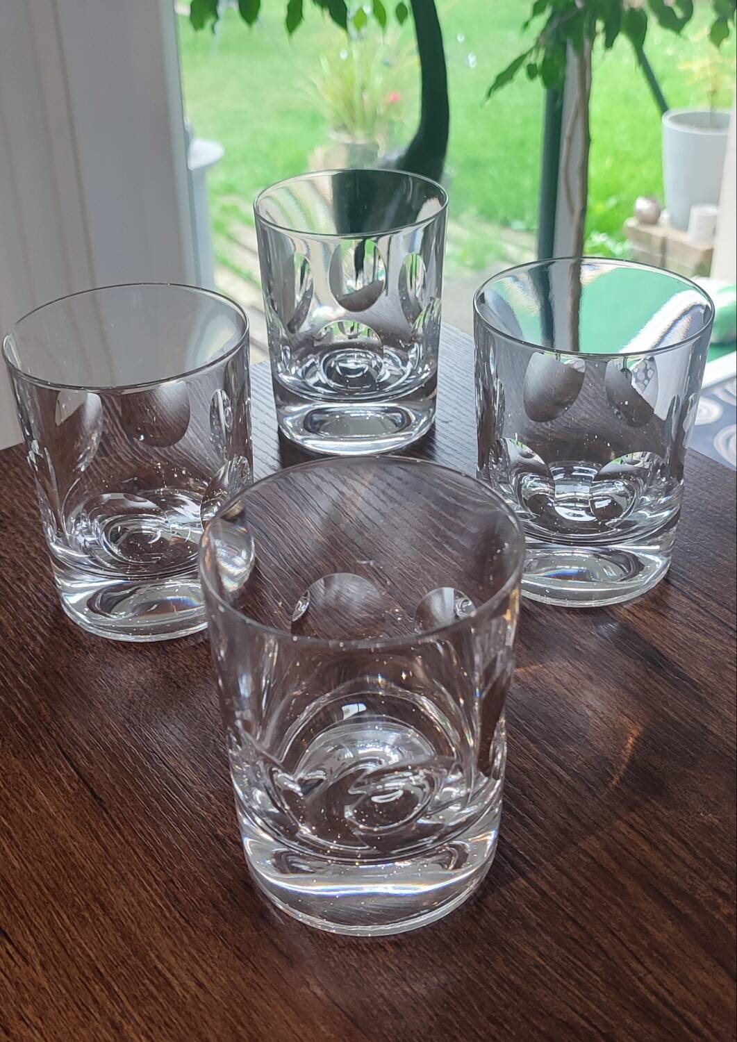 4 cut glass whiskey glasses