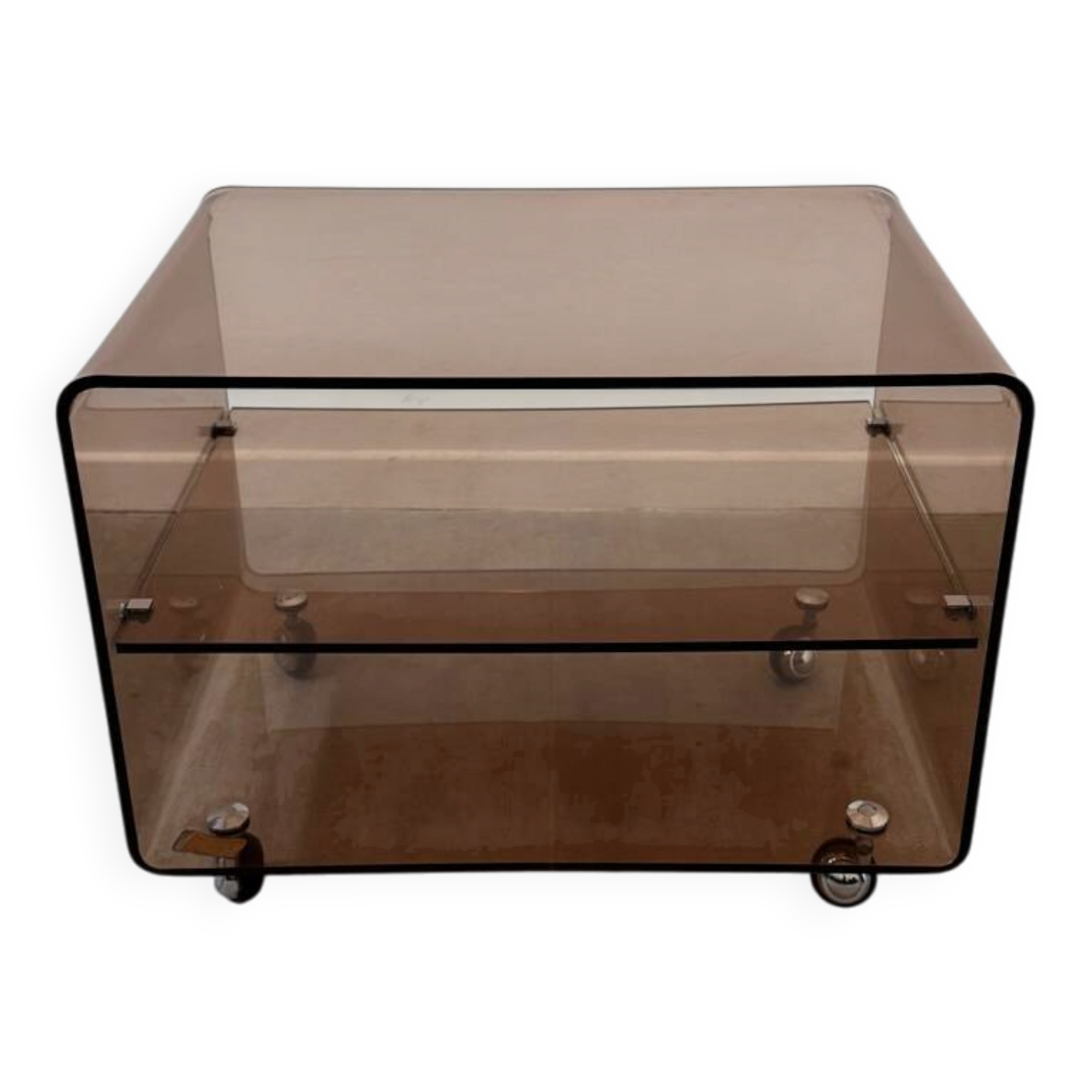 Smoked Plexiglas coffee table by Michel Dumas