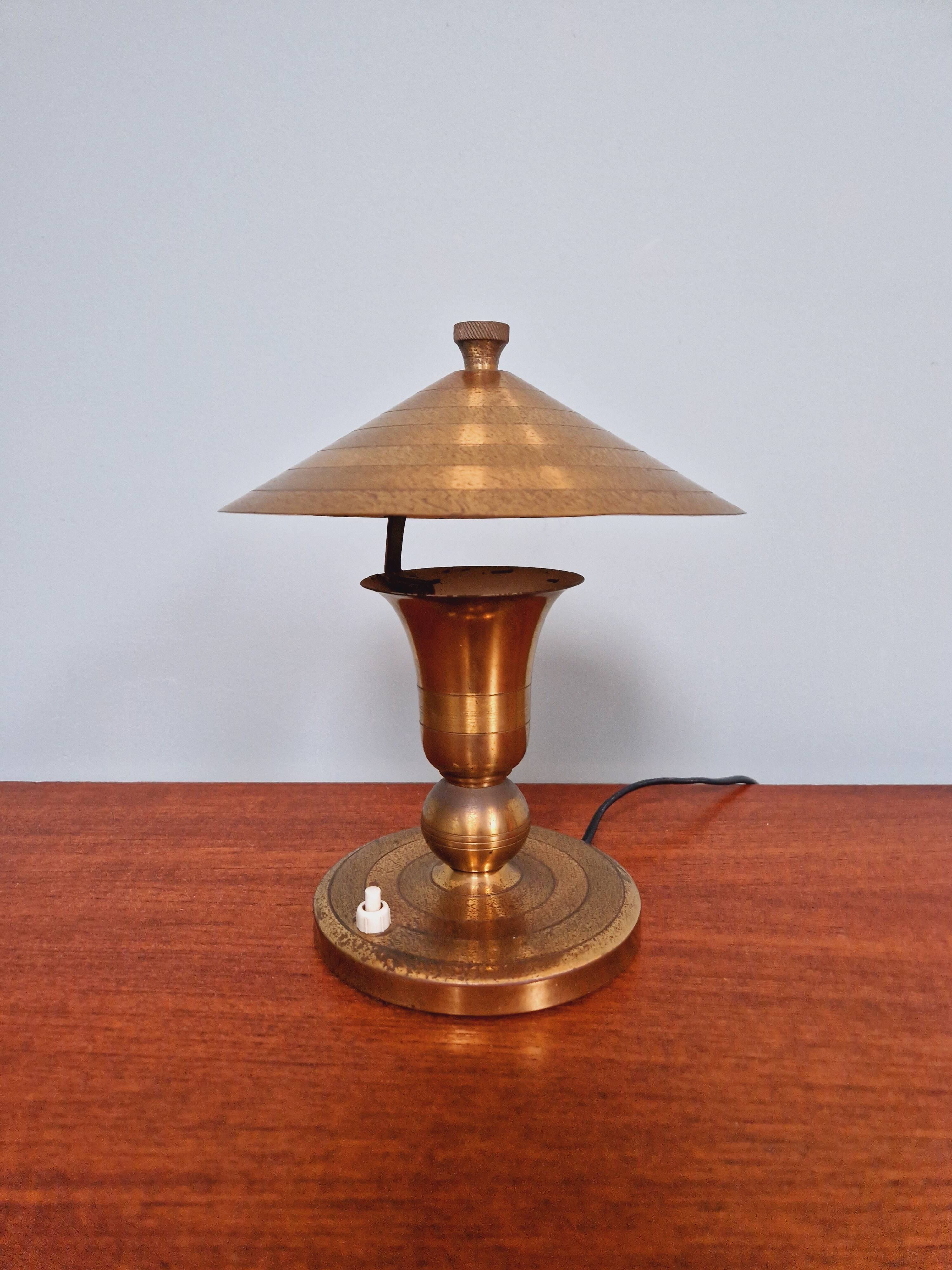 Lampe Art Déco en laiton, années 1920-30
