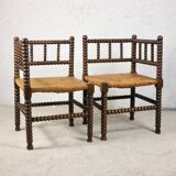 Pair of corner spool chairs
