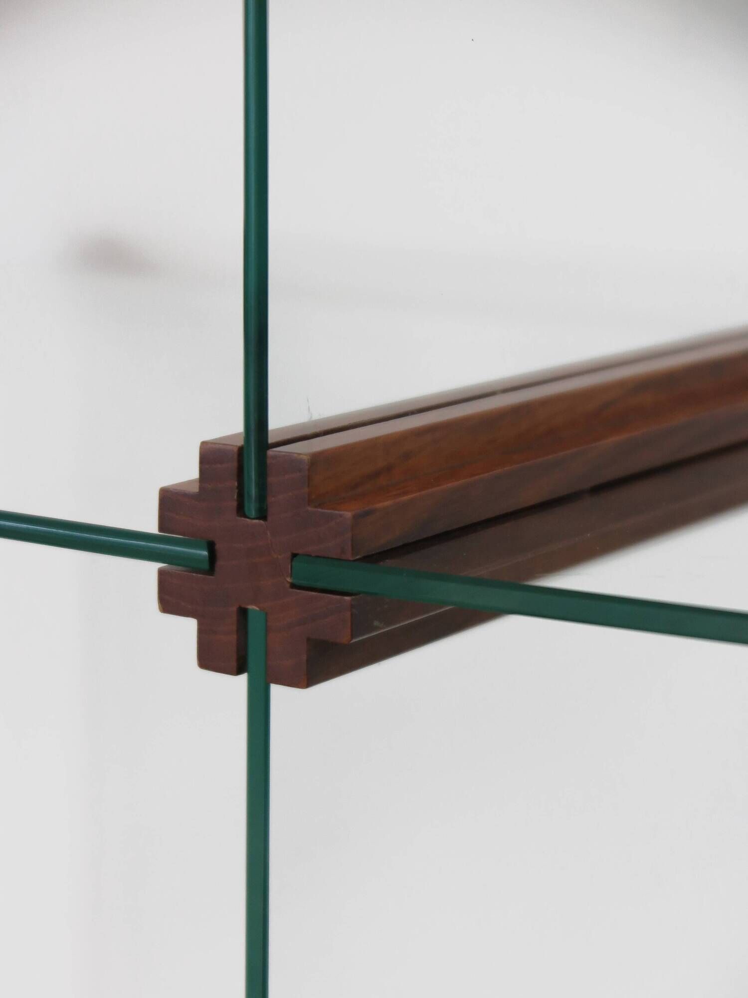 Gallotti & Radice Italian glass and wood bookcase 1980s