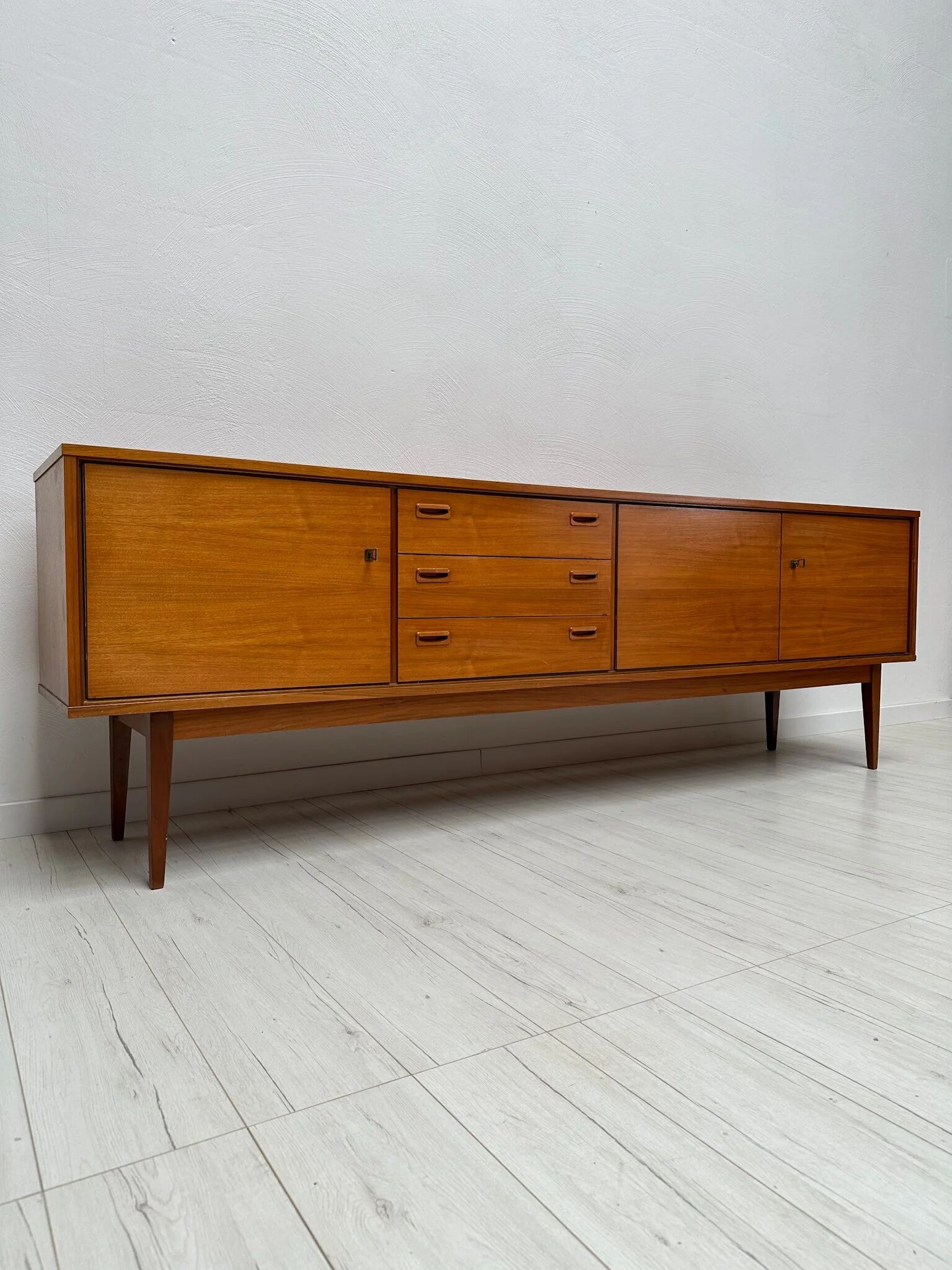 1960s extra large vintage minimalistic teak sideboard