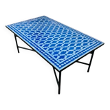 Table en mosaïque bleu rectangulaire
