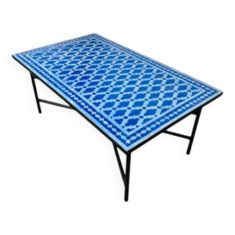 Rectangular blue mosaic table