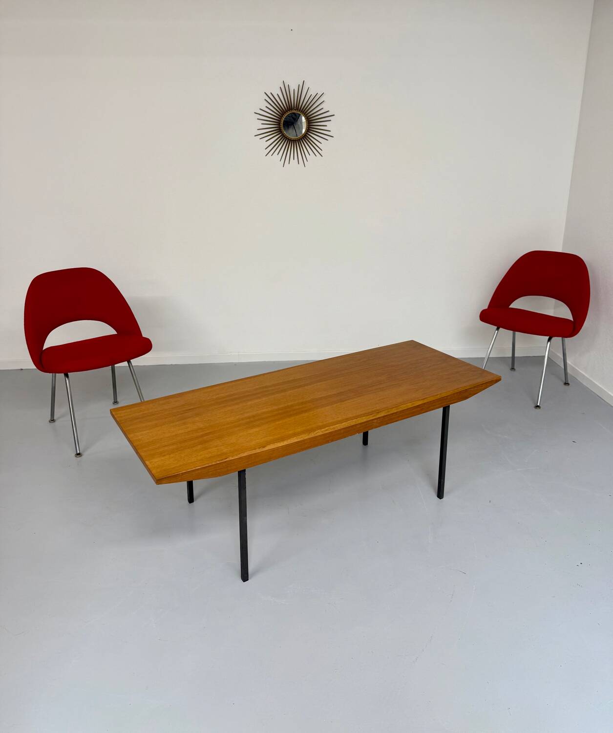 Antique Wilhelm Renz designer wooden coffee table, vintage Scandinavian style, 1960s