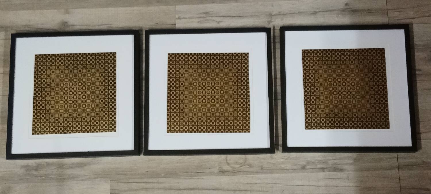 Vintage Optical Art Paintings - Victor Vasarely - Frames 40x40cm.