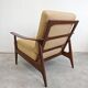 Mid Century Modern armchair in beech with zig-zag fabric, Denmark 1960s