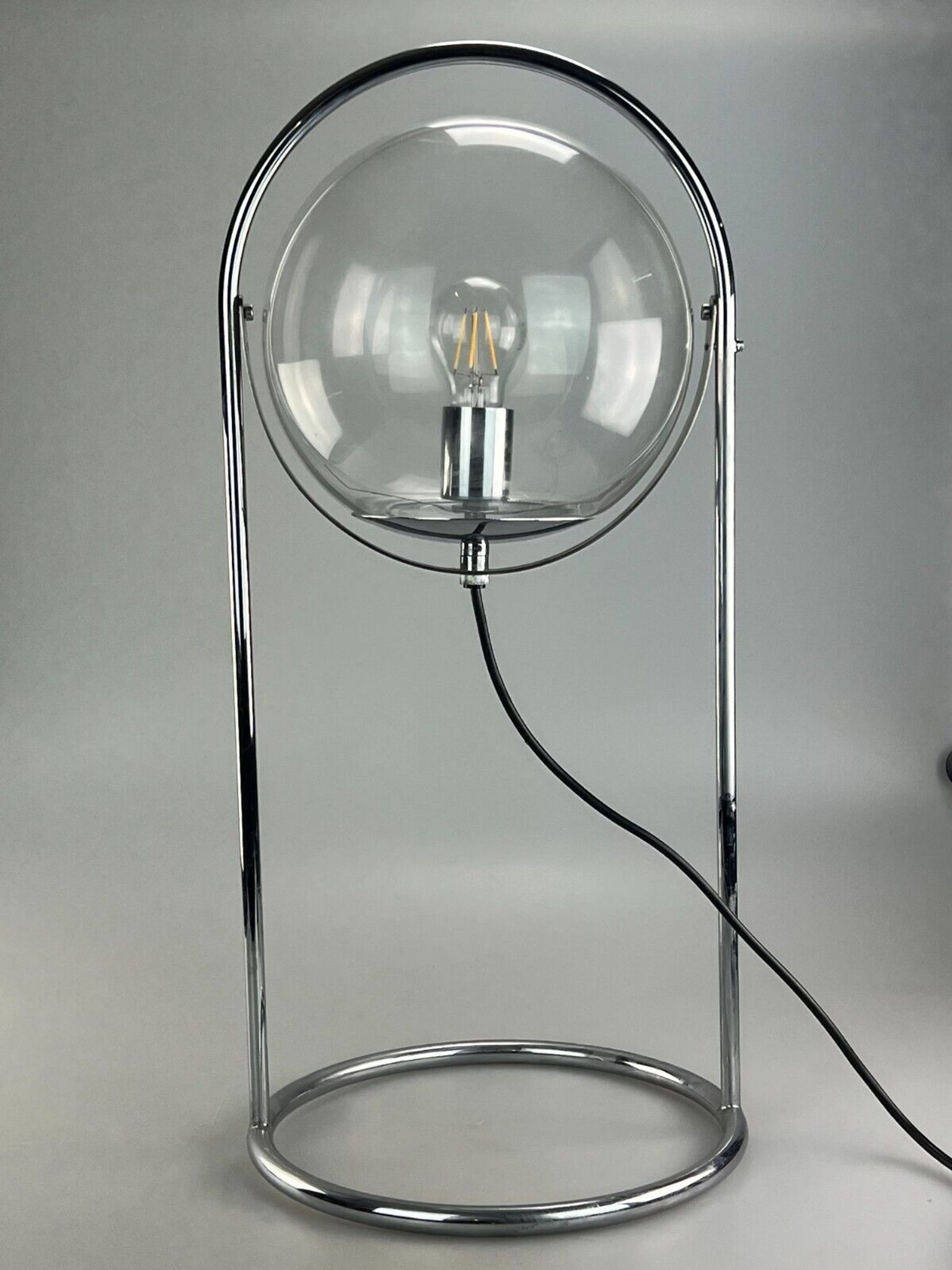 Lampe à boule de table space age design verre métal, 60s 70s