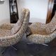 Set of 2 vintage high-back swivel armchairs with abstract upholstery