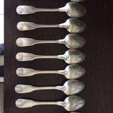 Set of 9 large spoons silver metal Christofle model arcantia vendome shell
