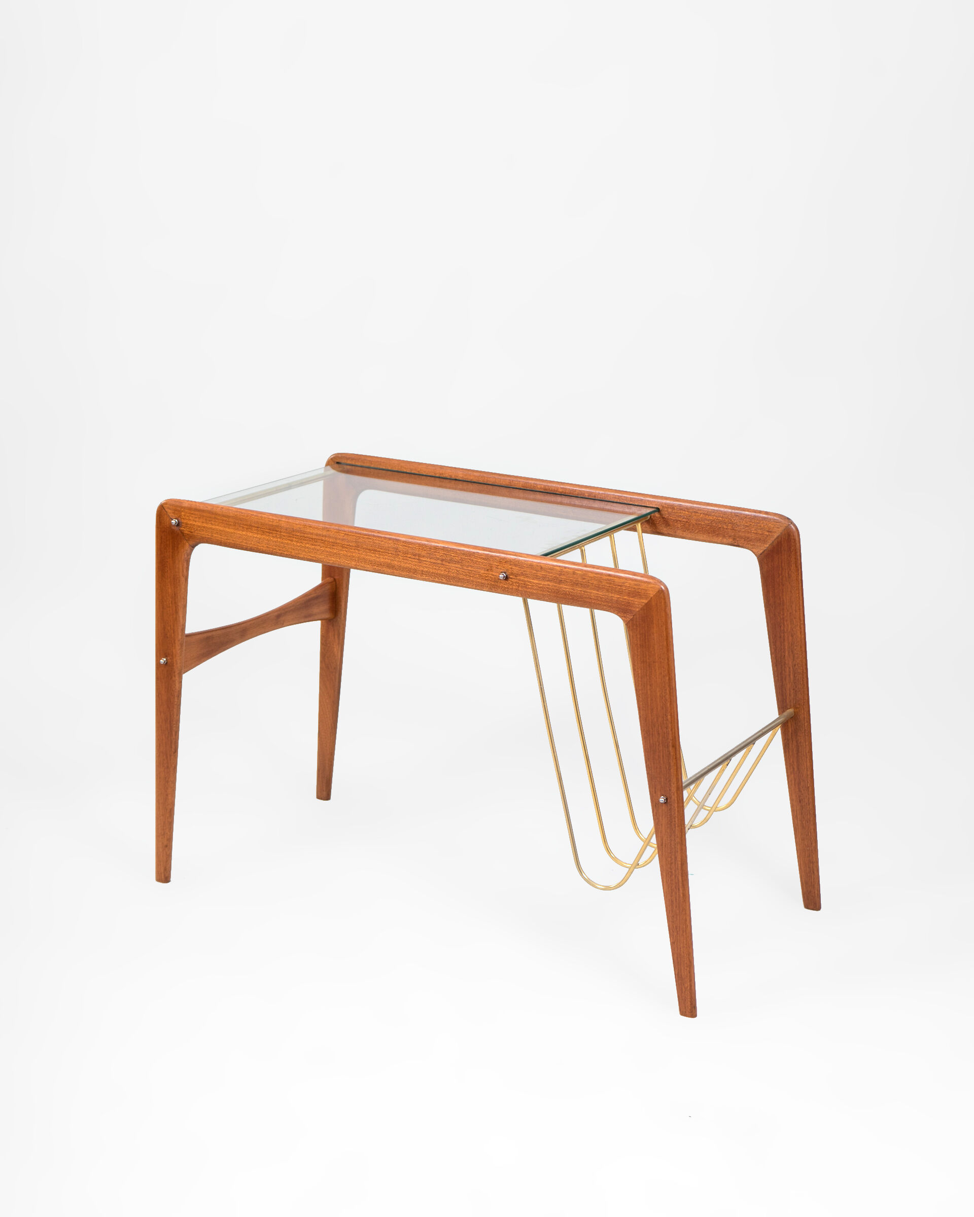 Danish teak & glass coffee table with rack, Denmark, 1960s