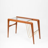 Danish teak & glass coffee table with rack, Denmark, 1960s
