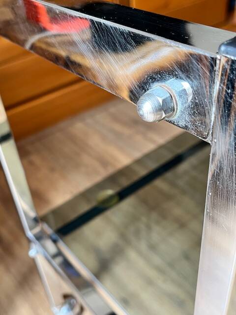 Chrome and glass serving trolley