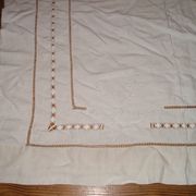 Drap ancien en lin ou métis à 2 rangées de jours avec retours