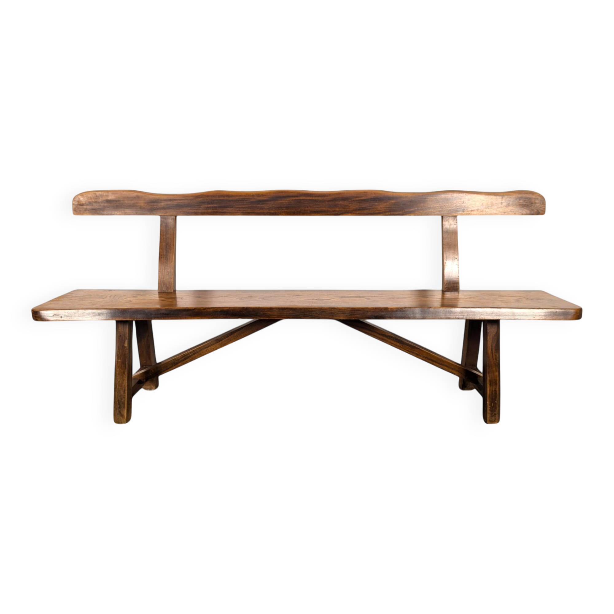 Pair of Aranjou solid elm benches