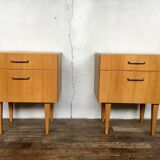 Pair of nightstands feet spindles bedside end of vintage sofa old 1950 1960 retro