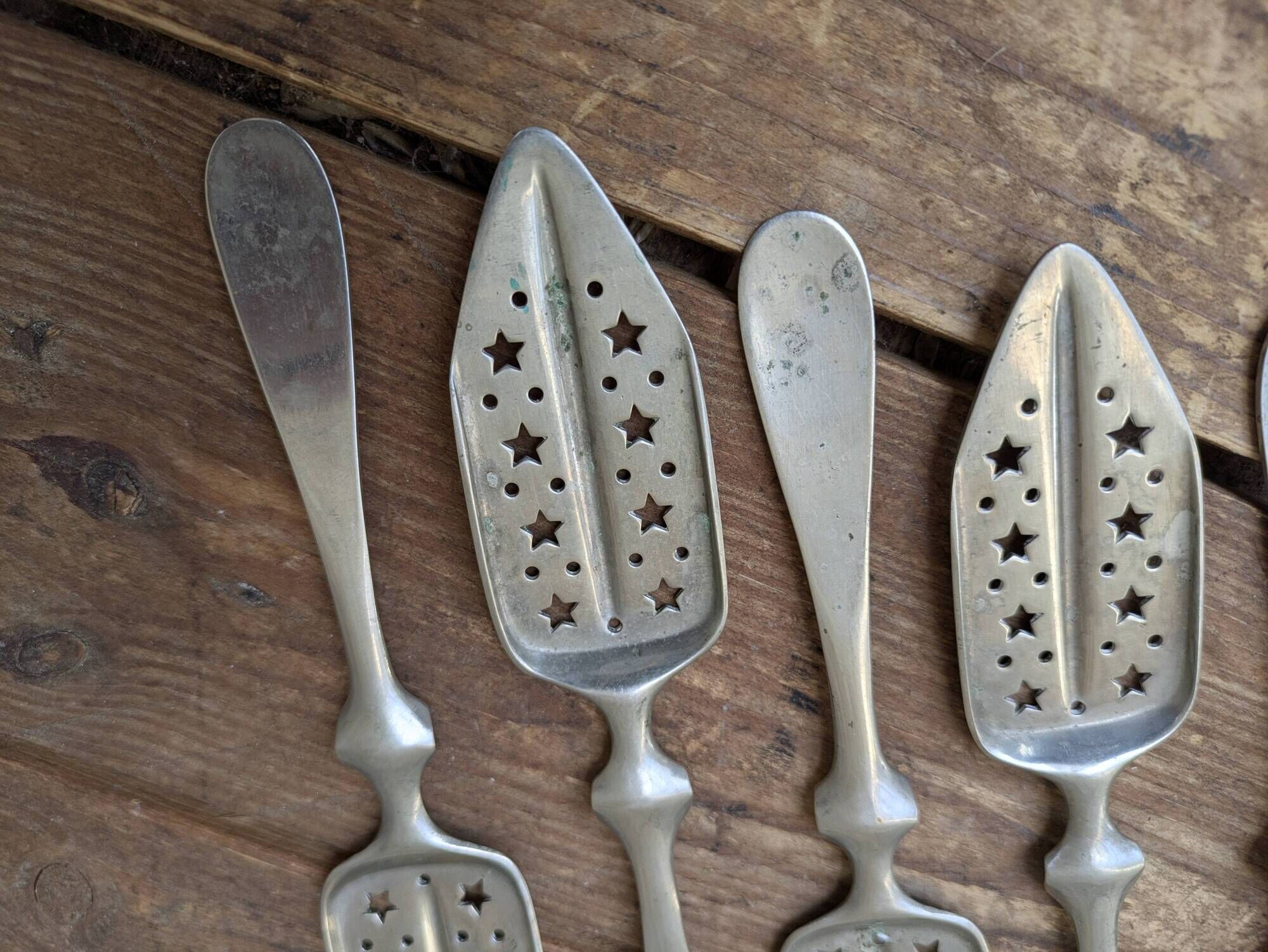 Set of 6 antique absinthe spoons Combault