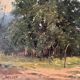 Oil painting of a countryside landscape circa 1920, rural scene signed.
