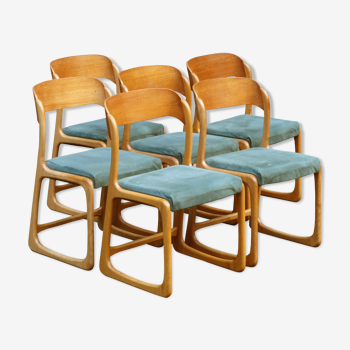 Suite de 6 chaises Baumann traîneau