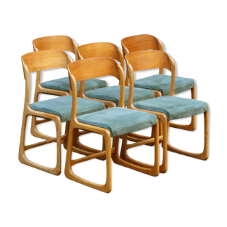 Suite de 6 chaises Baumann traîneau