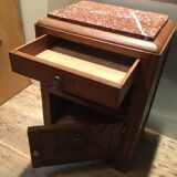 Bedside solid oak and brown marble