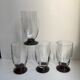 Set of 4 small glasses / flutes with purple feet art deco 30s