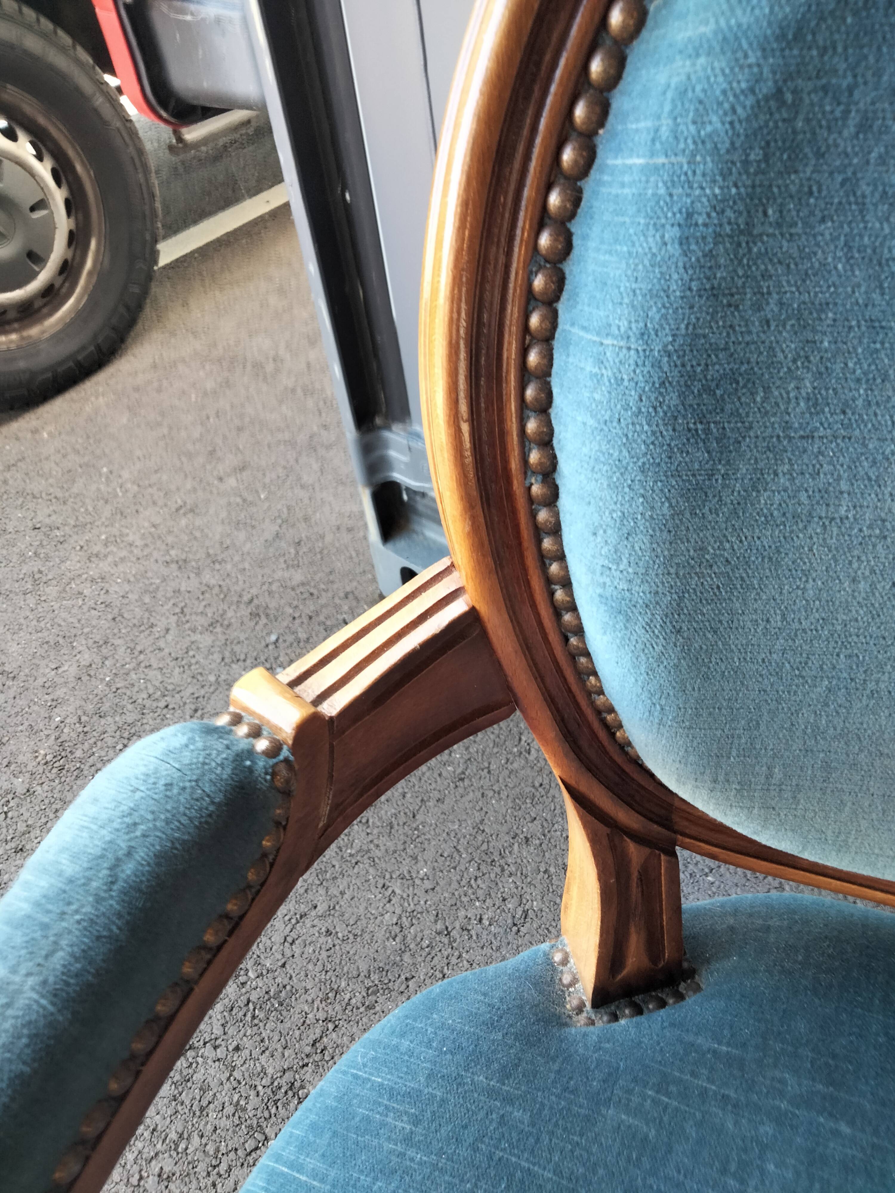 Pair of armchairs old medallion style louis xvi