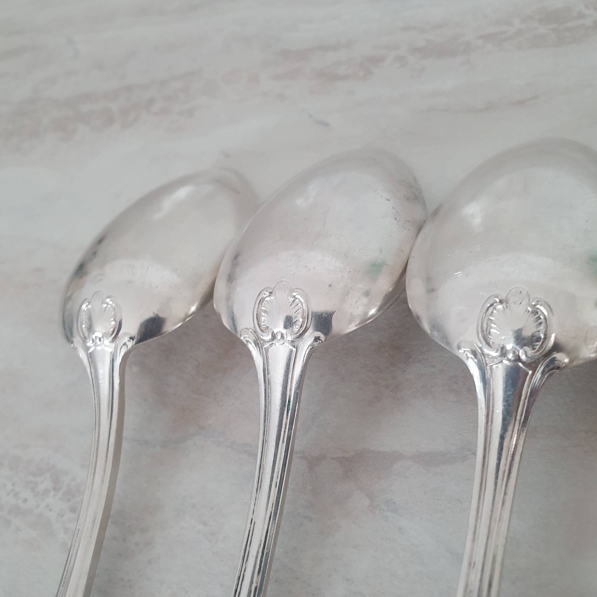 Large silver-plated metal spoon (silver hallmark) Louis XV style