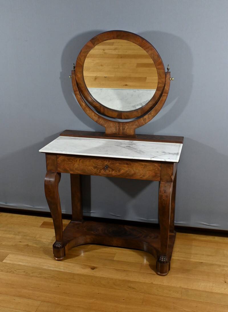 Coiffeuse en Ronce d’Acajou, époque Restauration – Début XIXe