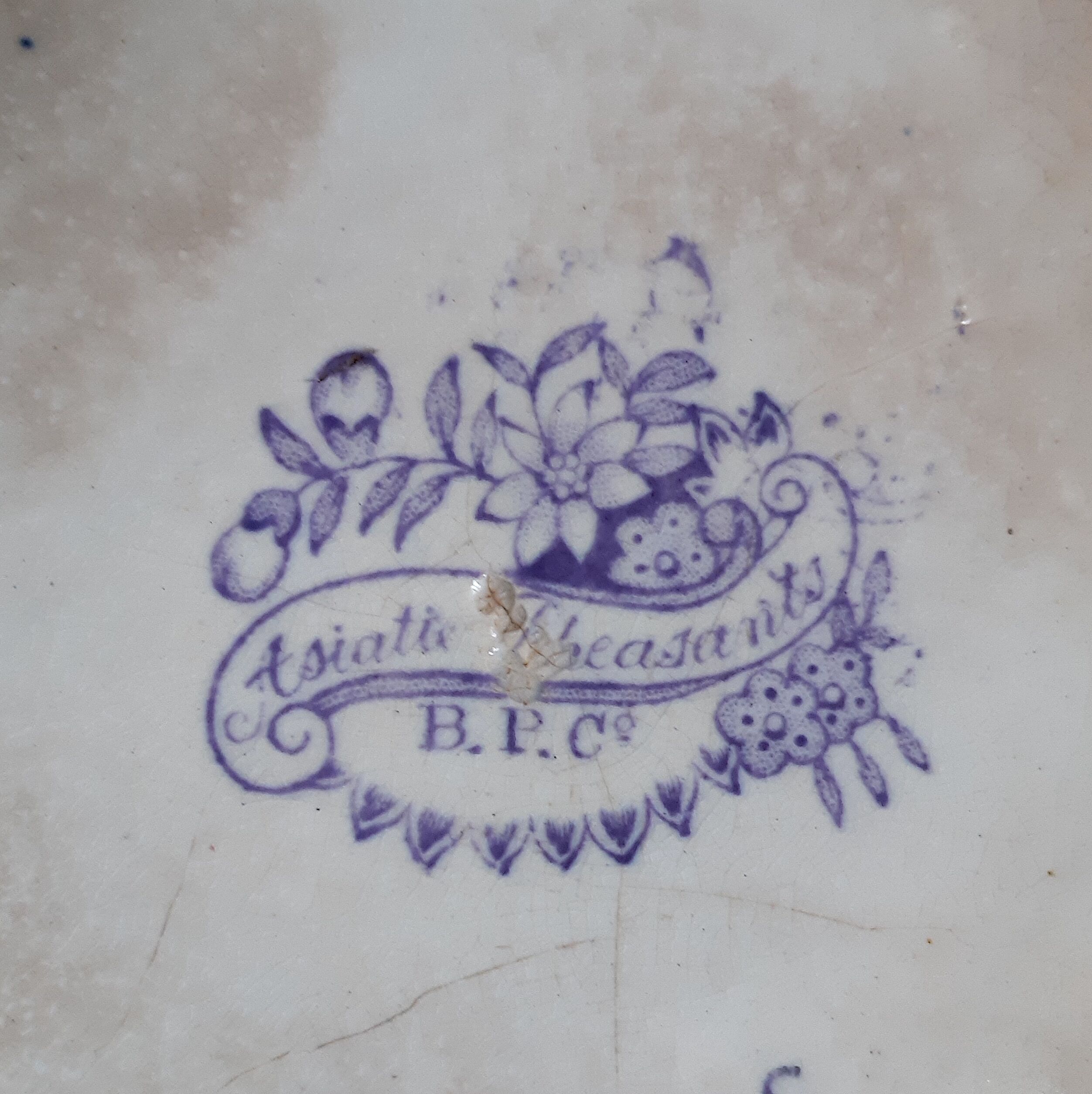 Old plate in english style "asiatic pheasants" b.p. c°