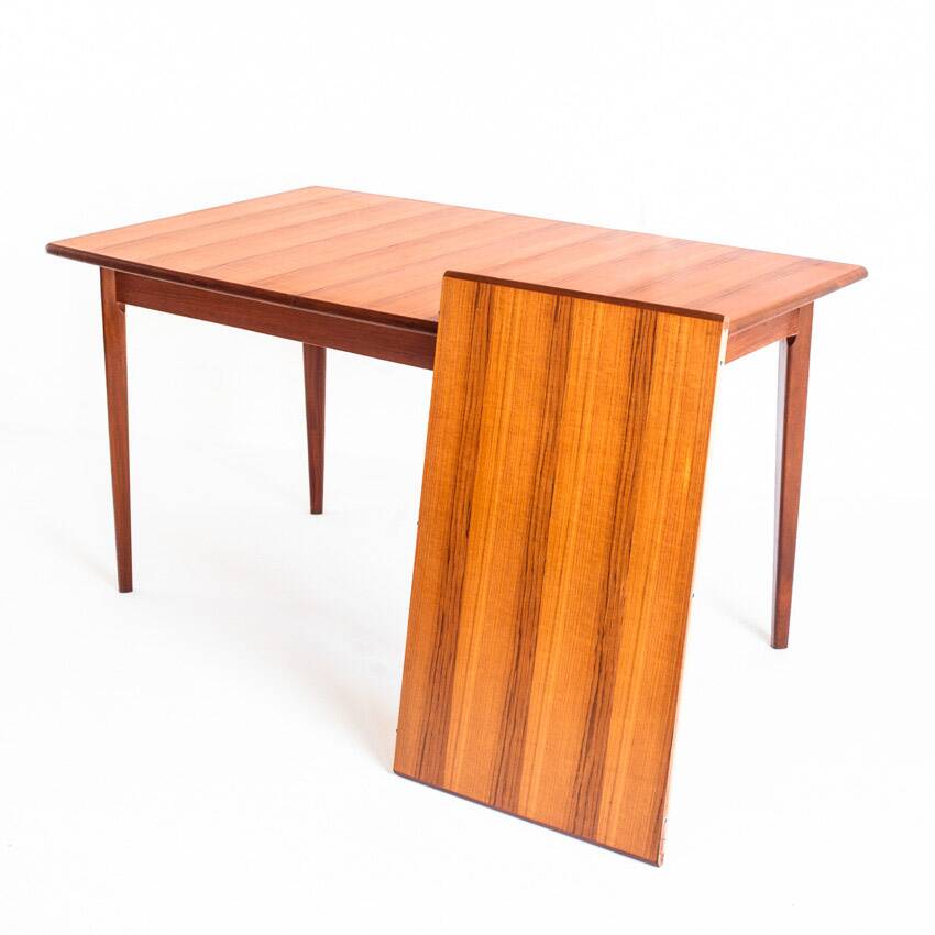 Vintage Scandinavian style table with central extension. Teak wood. France, 1960s