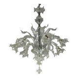 Lustre vénitien en verre de Murano incolore, 7 bras de lumière vers 1930
