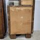 Vintage Art Deco Nightstands Pair Wooden Bedside Tables with Brass Har