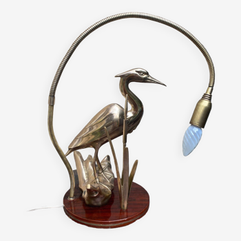 Brass heron lamp