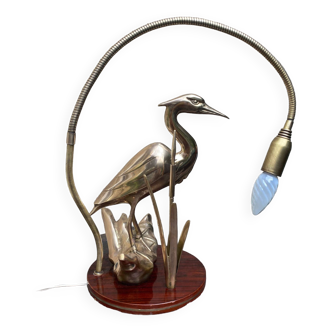 Brass heron lamp