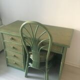 Rattan desk and chair