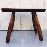 Table and 3 stools brutalist design ash