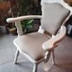 Fauteuil romantique rénové – Chêne massif, blanc satiné & lin naturel
